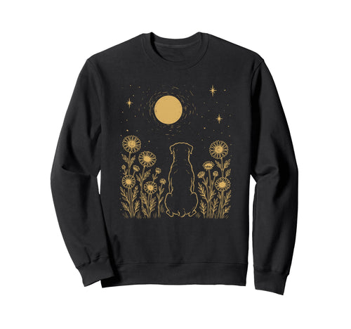 Boho Floral Rottweiler Moon Sweatshirt - Streetwear Style Unisex - T-Shirt, Sweatshirt, Hoodie