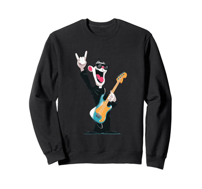 Funny Cartoon Bear Guitar Player Rock Sweatshirt - Graphic Print Men Women - T-Shirt, Sweatshirt, Hoodie