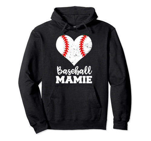 Baseball Mamie Funny Baseball Heart Hoodie - Aesthetic Graphic Unisex - T-Shirt, Sweatshirt, Hoodie