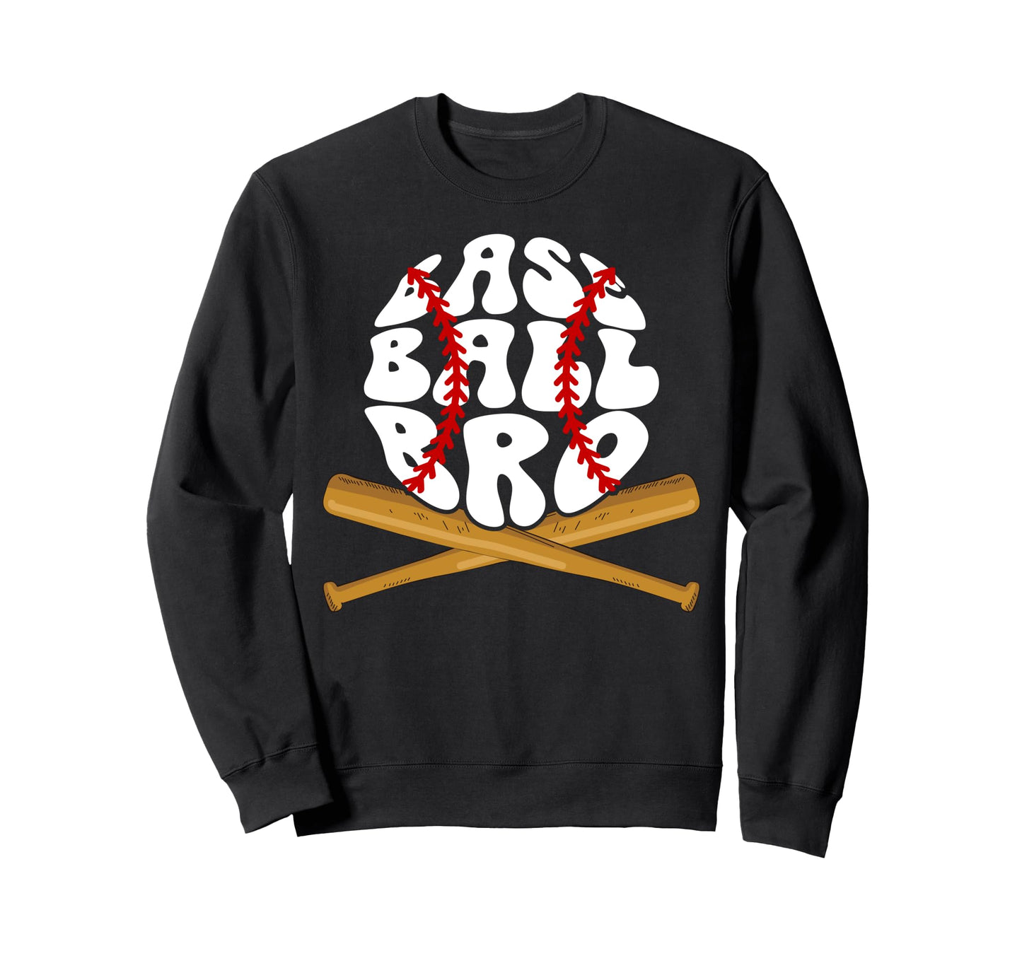 Baseball Bro Groovy Baseball Brother Sweatshirt - Graphic Print Unisex - T-Shirt, Sweatshirt, Hoodie