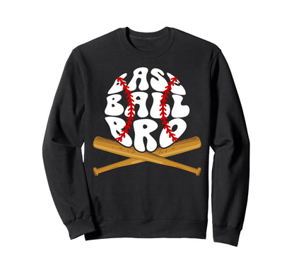 Baseball Bro Groovy Baseball Brother Sweatshirt - Graphic Print Unisex - T-Shirt, Sweatshirt, Hoodie