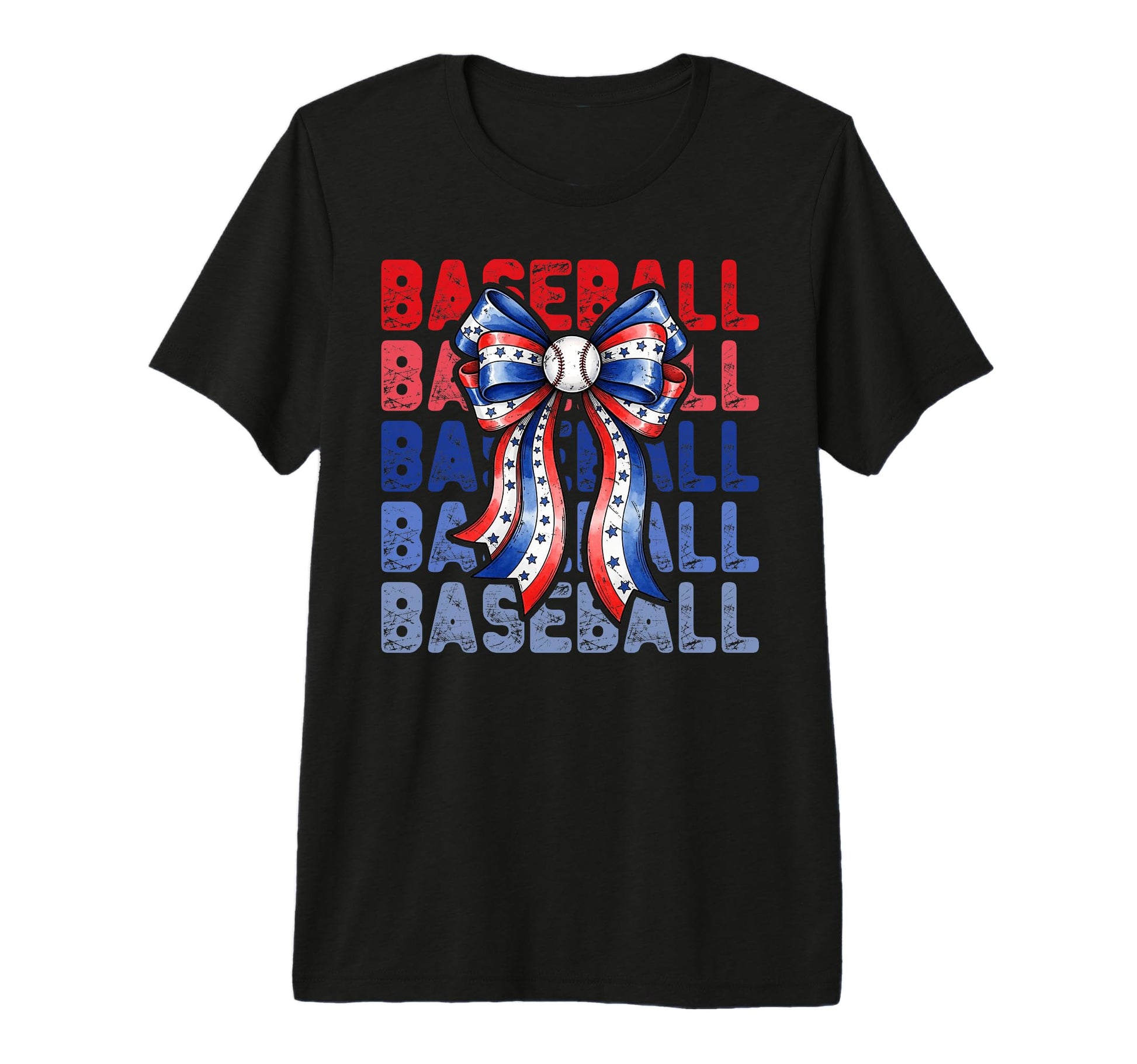 Baseball Patriotic Usa Flag Bow T-Shirt - Minimalist Print for Adults - T-Shirt, Sweatshirt, Hoodie