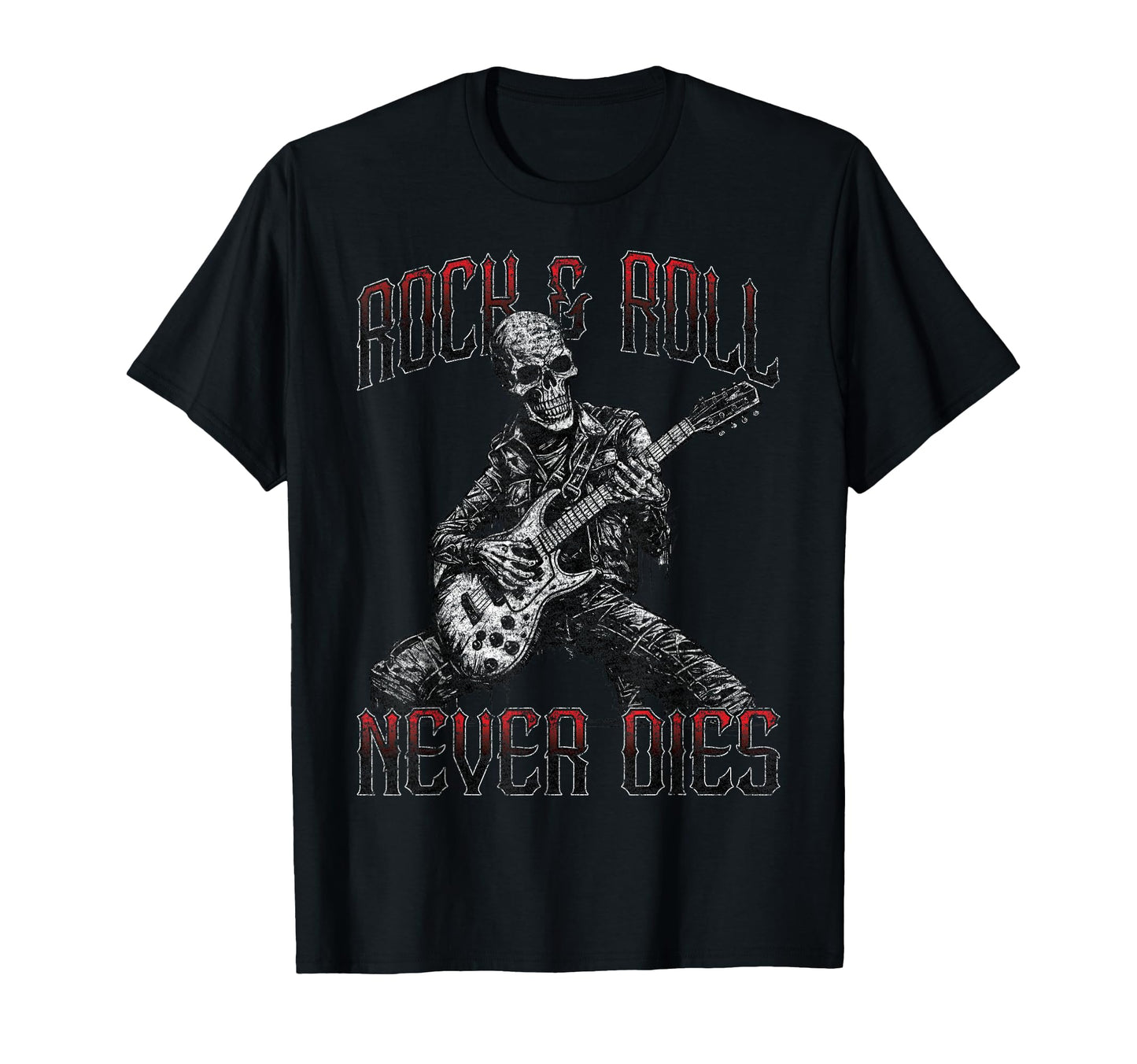 Rock And Roll Never Dies Skeleton Rock T-Shirt - Graphic Print Men Women - T-Shirt, Sweatshirt, Hoodie
