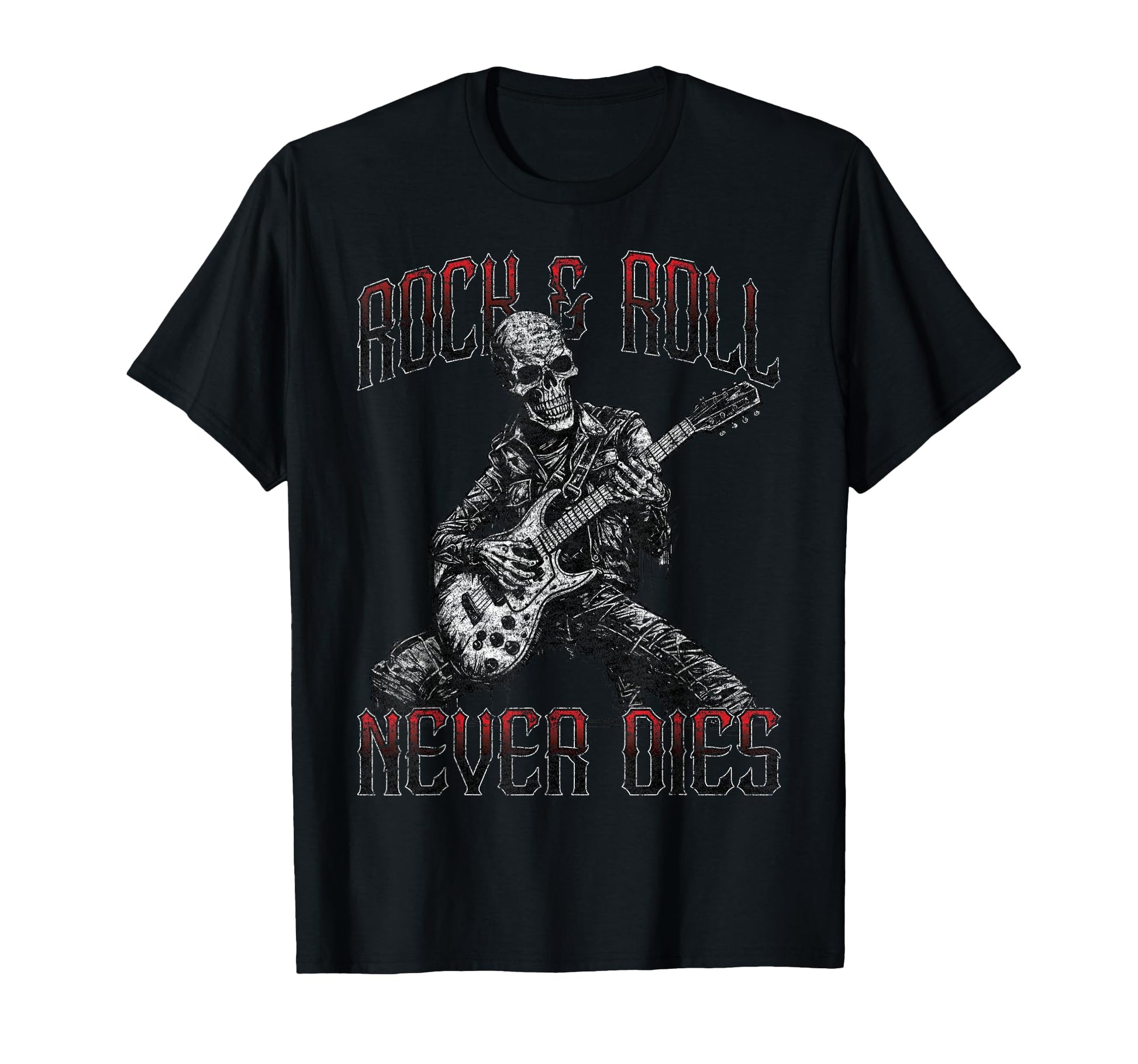 Rock And Roll Never Dies Skeleton Rock T-Shirt - Graphic Print Men Women - T-Shirt, Sweatshirt, Hoodie