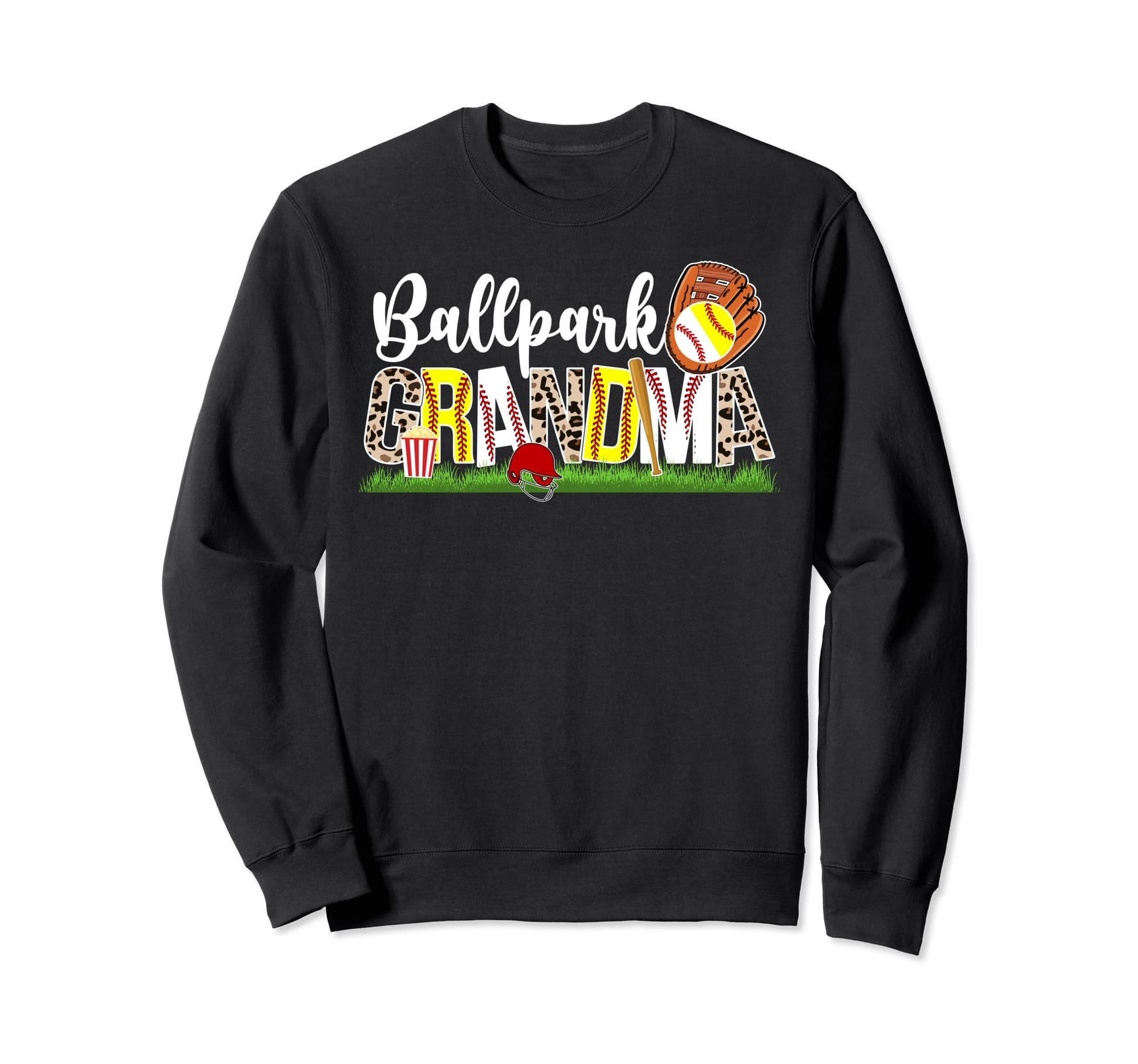 Ballpark Grandma Softball Baseball Sweatshirt - Unique Graphic Unisex - T-Shirt, Sweatshirt, Hoodie