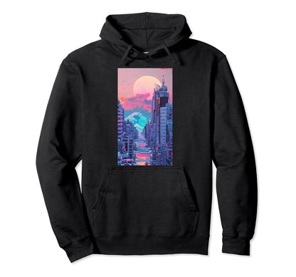 Vaporwave Aesthetic Cyberpunk Hoodie - Minimalist Print Men Women - T-Shirt, Sweatshirt, Hoodie