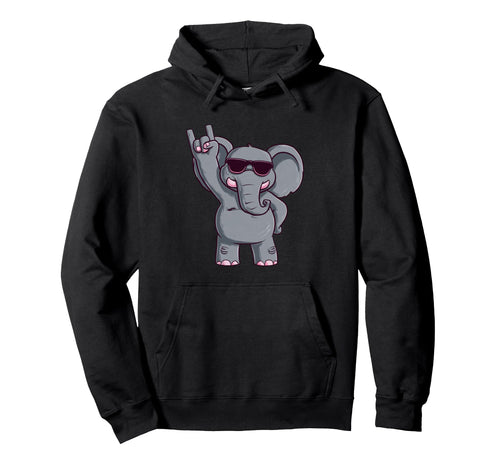 Cartoon Elephant Rock Hand Sign Punk Hoodie - Trendy Graphic Men Women - T-Shirt, Sweatshirt, Hoodie