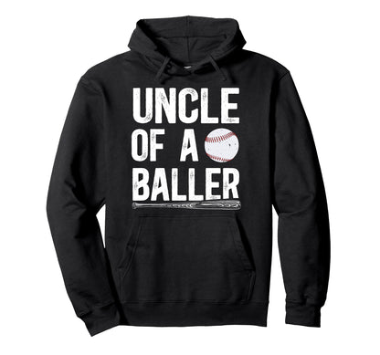 Uncle Baller Baseball Uncle Baseball Player Hoodie - Unique Graphic Unisex - T-Shirt, Sweatshirt, Hoodie