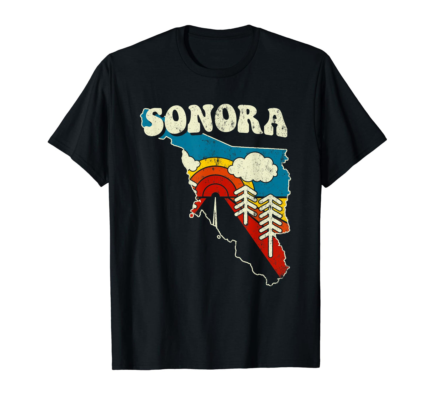 Sonora Mexican State Rainbow Mexico 70S Map T-Shirt - Unique Graphic Unisex - T-Shirt, Sweatshirt, Hoodie