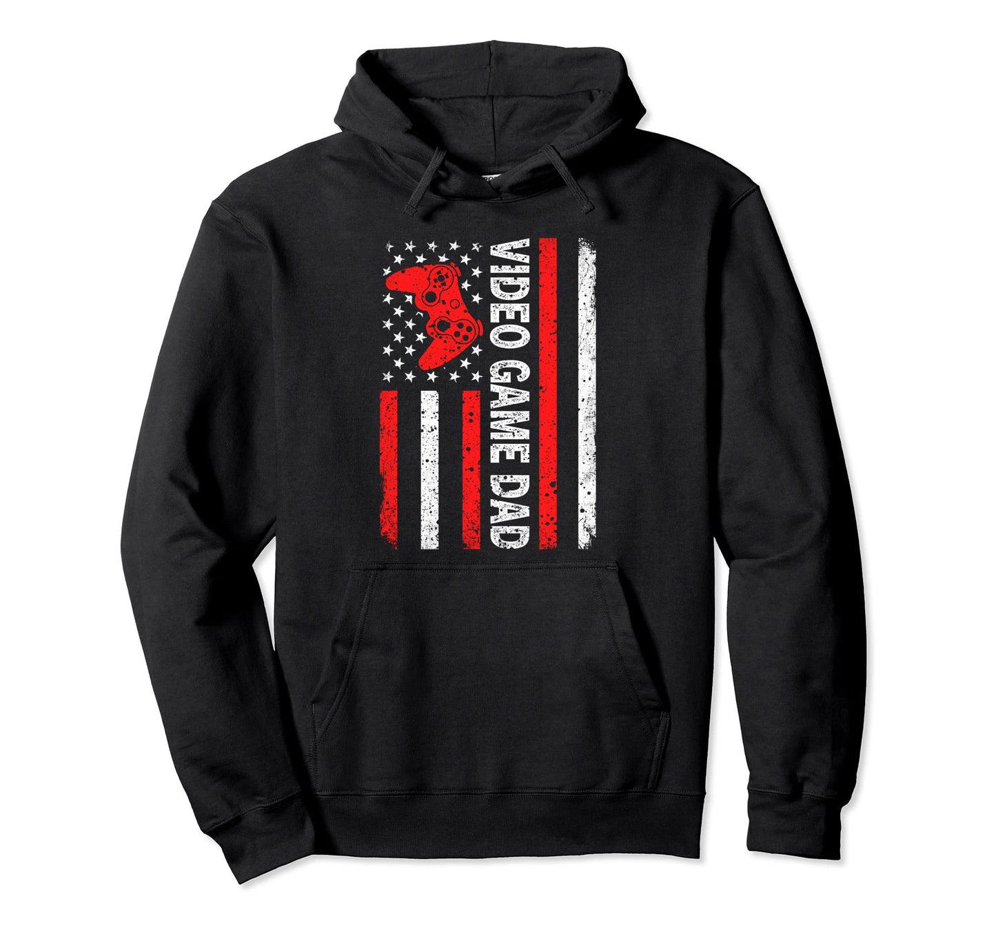 Video Game Dad American Flag Dad Video Hoodie - Unique Graphic for Adults - T-Shirt, Sweatshirt, Hoodie