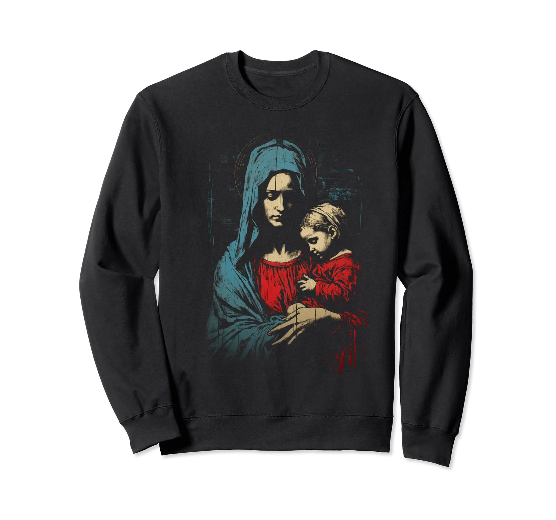 Mary Jesus Distressed 90S Goth Sweatshirt - Novelty Apparel Men Women - T-Shirt, Sweatshirt, Hoodie