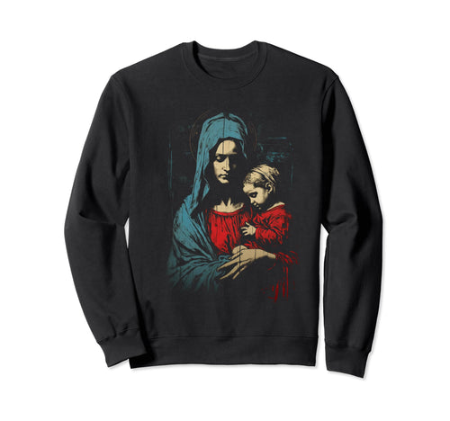 Mary Jesus Distressed 90S Goth Sweatshirt - Novelty Apparel Men Women - T-Shirt, Sweatshirt, Hoodie