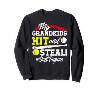 Ball Papaw Baseball Softball Papaw Sweatshirt - Custom Art Print Unisex - T-Shirt, Sweatshirt, Hoodie