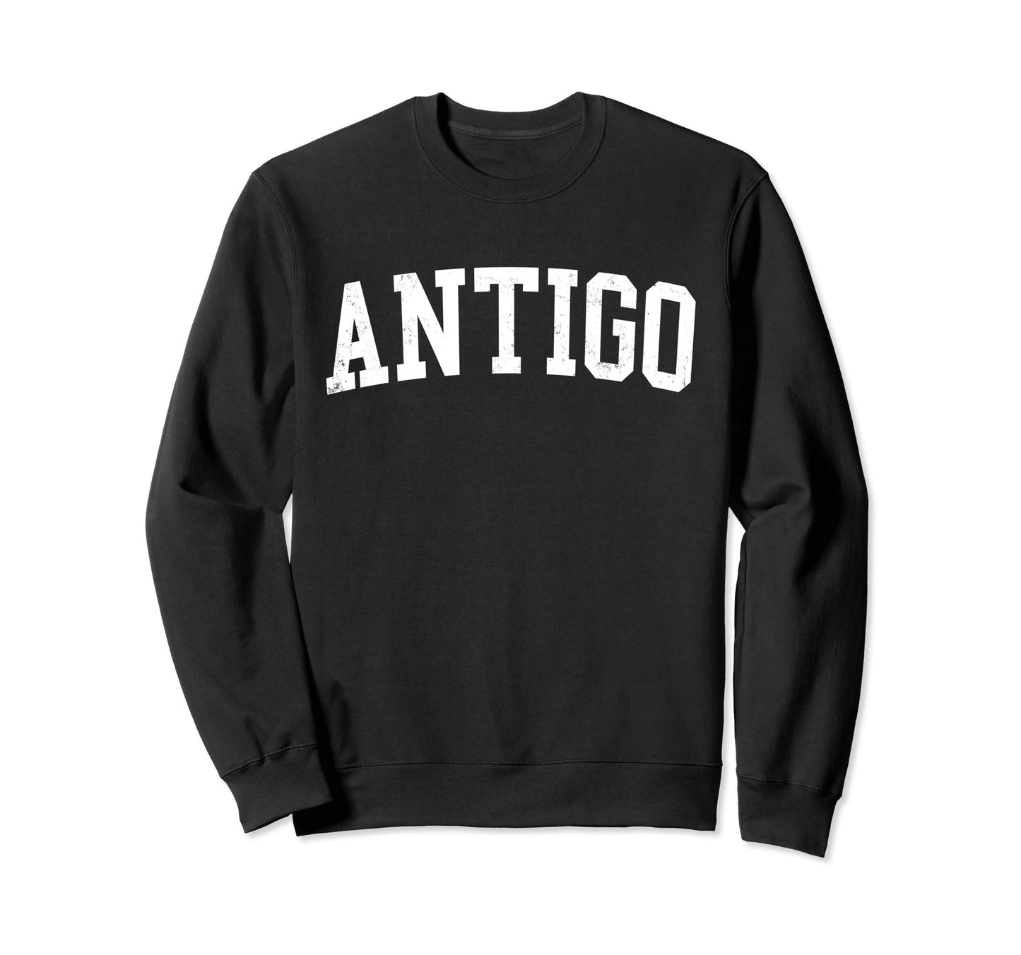 Antigo Wi Distressed White Varsity Sweatshirt - Fun Novelty Design Unisex - T-Shirt, Sweatshirt, Hoodie