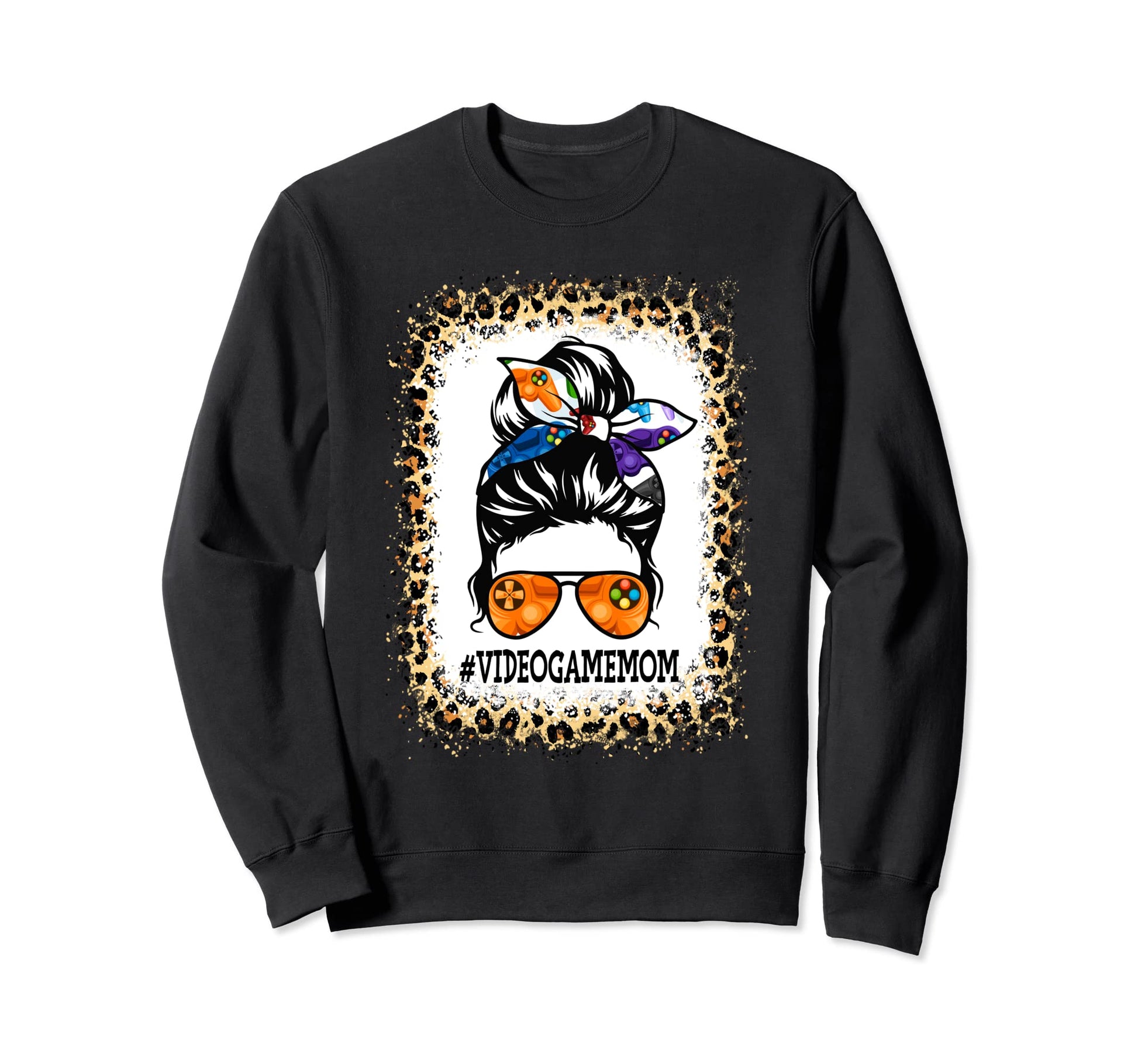 Funny Video Game Mom Messy Bun Sweatshirt - Minimalist Print for Adults - T-Shirt, Sweatshirt, Hoodie