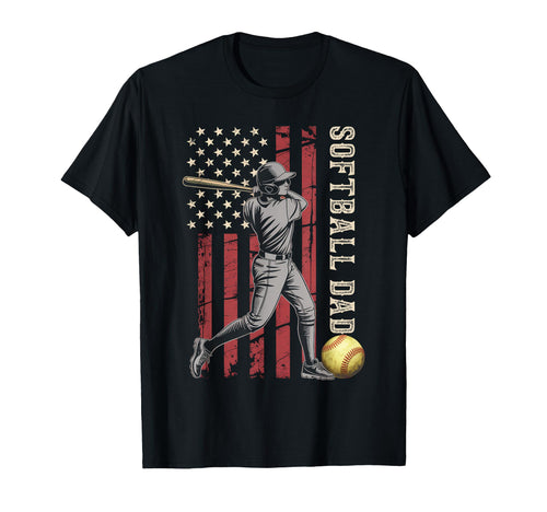 Softball Dad American Us Flag T-Shirt - Streetwear Style Men Women - T-Shirt, Sweatshirt, Hoodie