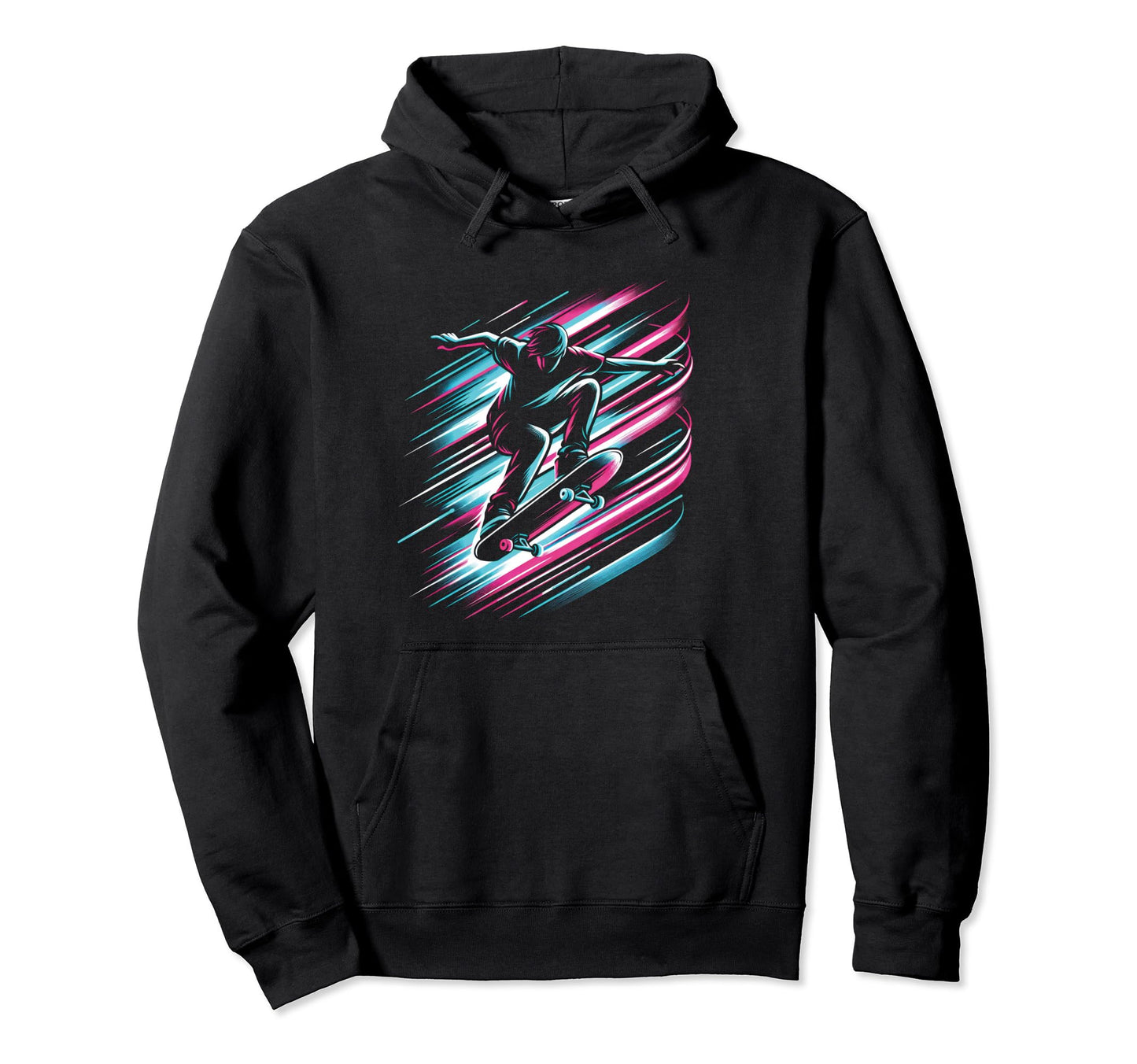 Skater Skateboard Vaporwave Vivid 80S Hoodie - Trendy Graphic for Adults - T-Shirt, Sweatshirt, Hoodie