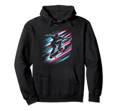 Skater Skateboard Vaporwave Vivid 80S Hoodie - Trendy Graphic for Adults - T-Shirt, Sweatshirt, Hoodie