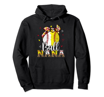Softball Baseball Ball Nana Bandana Hoodie - Custom Art Print Men Women - T-Shirt, Sweatshirt, Hoodie