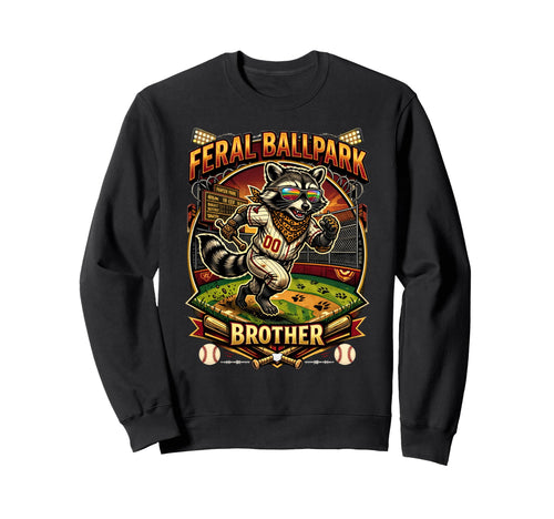 Raccoon And Scooter Feral Ballpark Sweatshirt - Novelty Apparel Men Women - T-Shirt, Sweatshirt, Hoodie