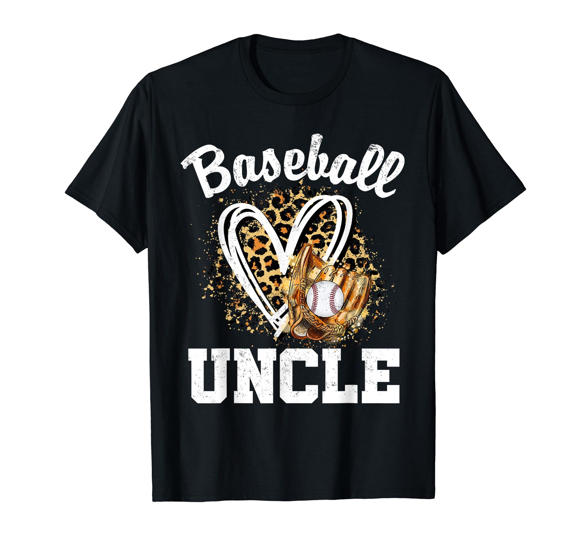 Baseball Uncle Leopard Heart T-Shirt - Fun Novelty Design for Adults - T-Shirt, Sweatshirt, Hoodie