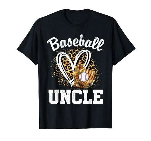 Baseball Uncle Leopard Heart T-Shirt - Fun Novelty Design for Adults - T-Shirt, Sweatshirt, Hoodie