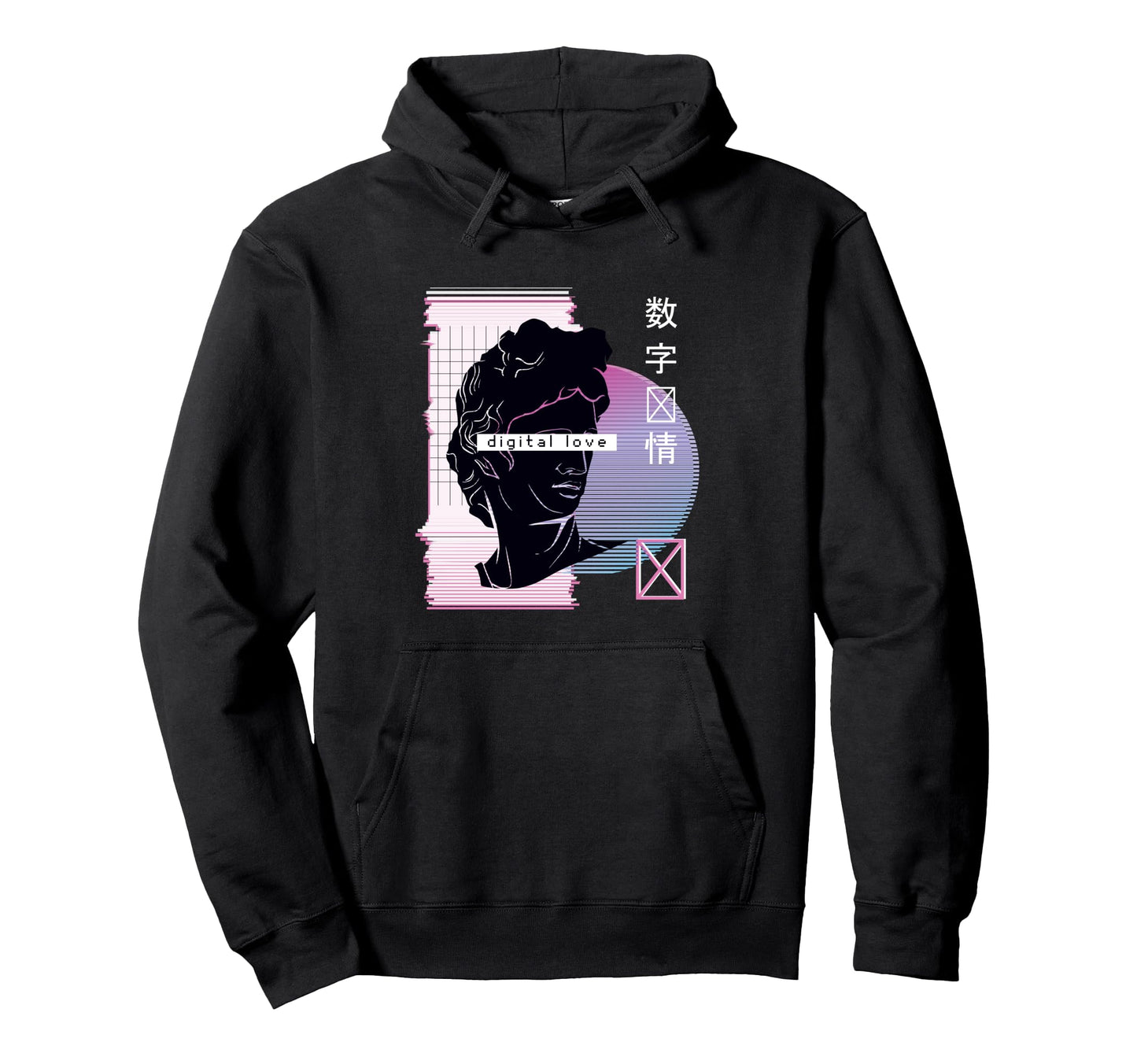 Digital Love Greek Statue Japanese Hoodie - Novelty Apparel Unisex - T-Shirt, Sweatshirt, Hoodie