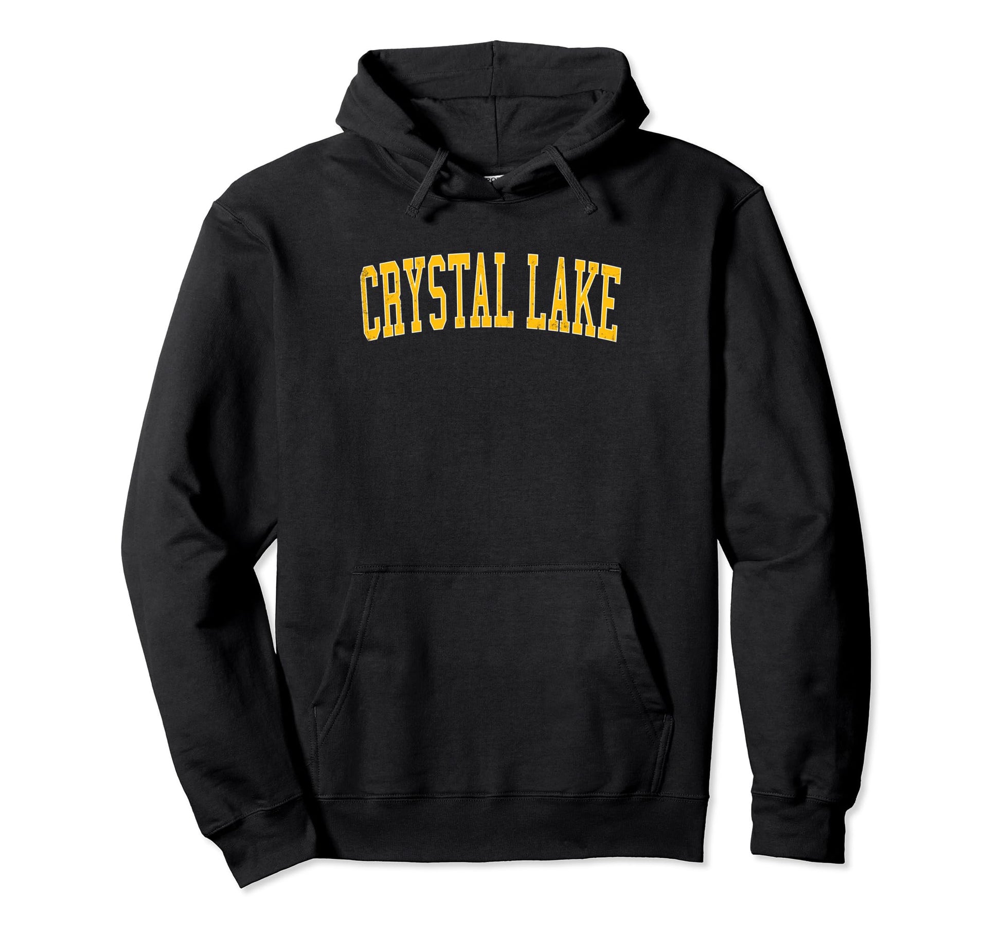 Crystal Lake Distressed Gold Hoodie - Casual Everyday Wear Men Women - T-Shirt, Sweatshirt, Hoodie