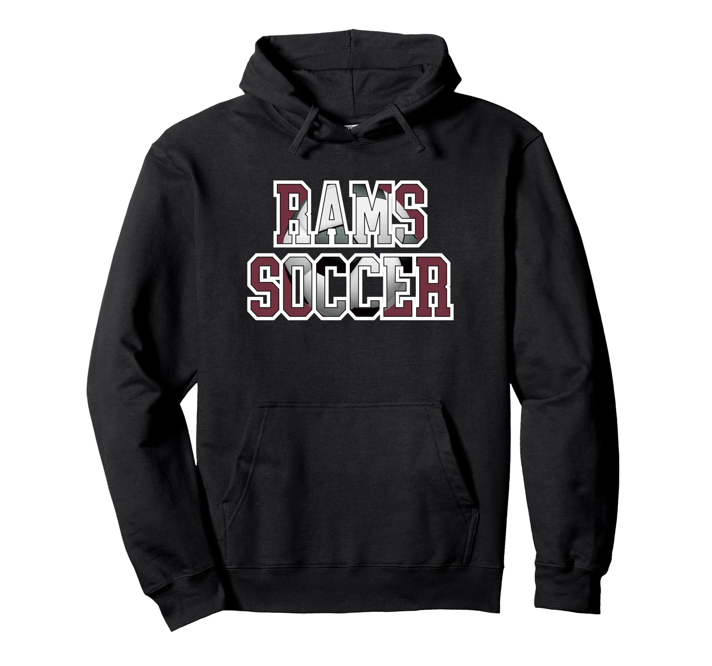 Rams Soccer Mom Game Day Mascot Maroon Ram Hoodie - Trendy Graphic Unisex - T-Shirt, Sweatshirt, Hoodie