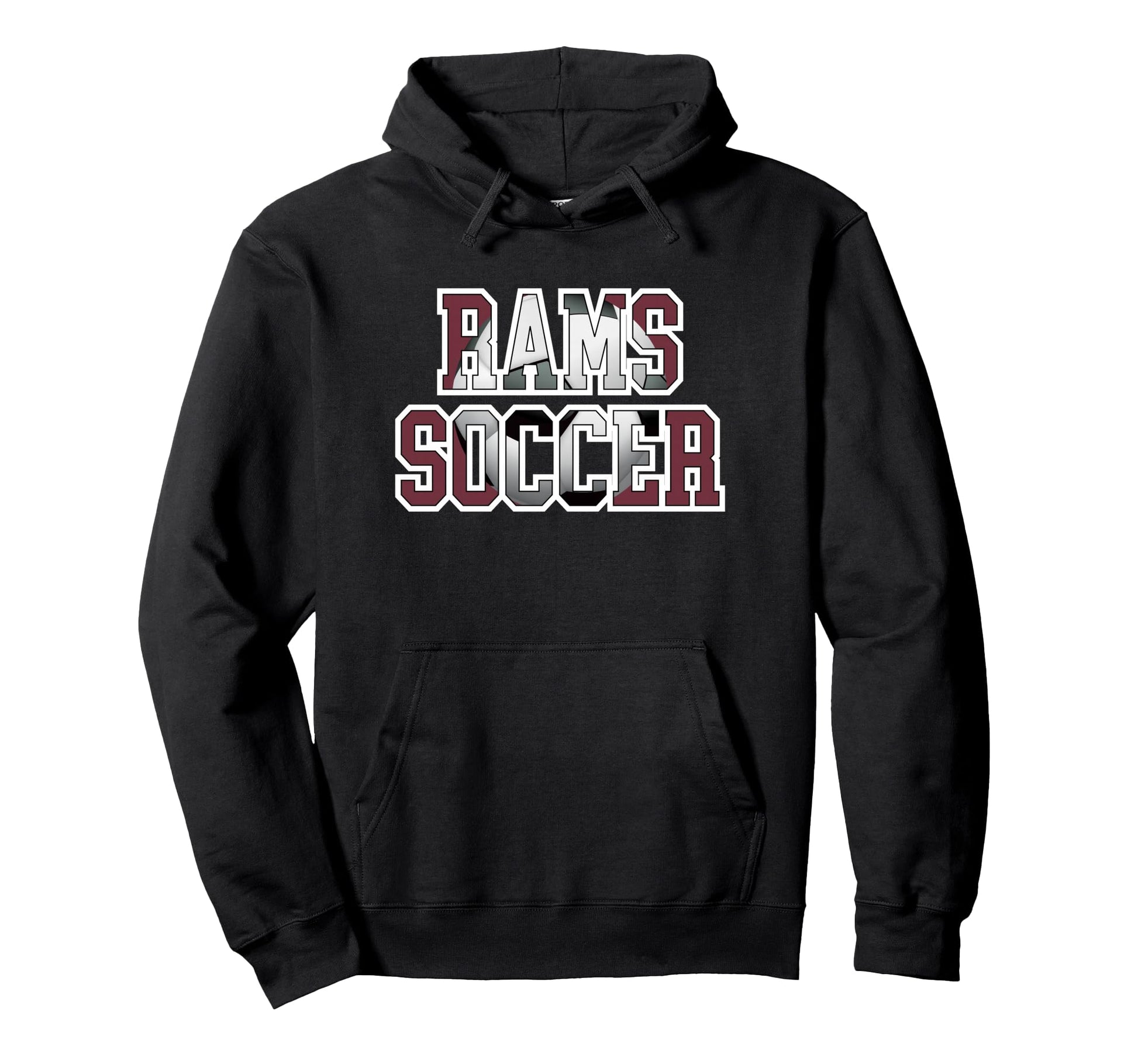 Rams Soccer Mom Game Day Mascot Maroon Ram Hoodie - Trendy Graphic Unisex - T-Shirt, Sweatshirt, Hoodie