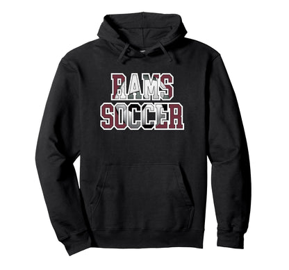 Rams Soccer Mom Game Day Mascot Maroon Ram Hoodie - Trendy Graphic Unisex - T-Shirt, Sweatshirt, Hoodie