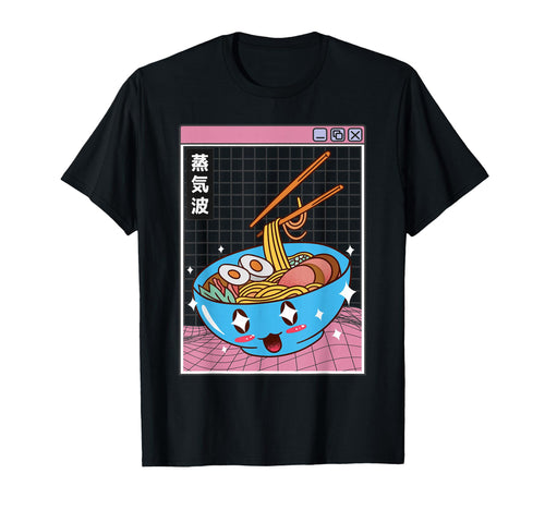 Ramen Noodles Bowl Kawaii Grid T-Shirt - Fun Novelty Design for Adults - T-Shirt, Sweatshirt, Hoodie