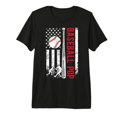 Mens Baseball Pop Grandpa Us Flag Pop T-Shirt - Graphic Print for Adults - T-Shirt, Sweatshirt, Hoodie
