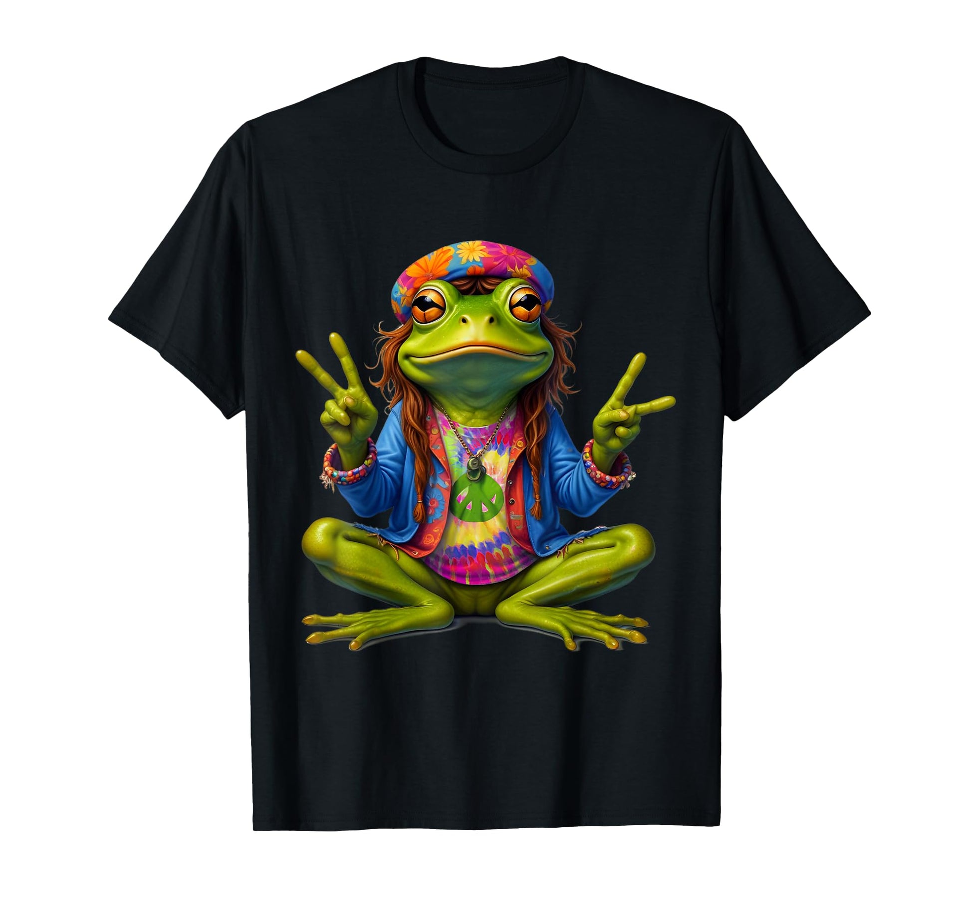 Tie Dye Frog Peace Sign 60S 70S Hippie T-Shirt - Minimalist Print Men Women - T-Shirt, Sweatshirt, Hoodie