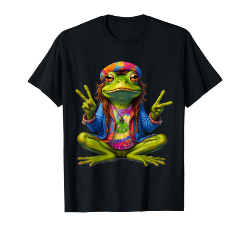 Tie Dye Frog Peace Sign 60S 70S Hippie T-Shirt - Minimalist Print Men Women - T-Shirt, Sweatshirt, Hoodie