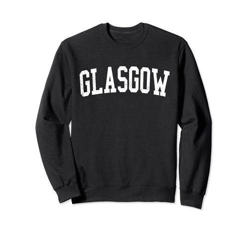Glasgow De Distressed White Varsity Sweatshirt - Streetwear Style Unisex - T-Shirt, Sweatshirt, Hoodie