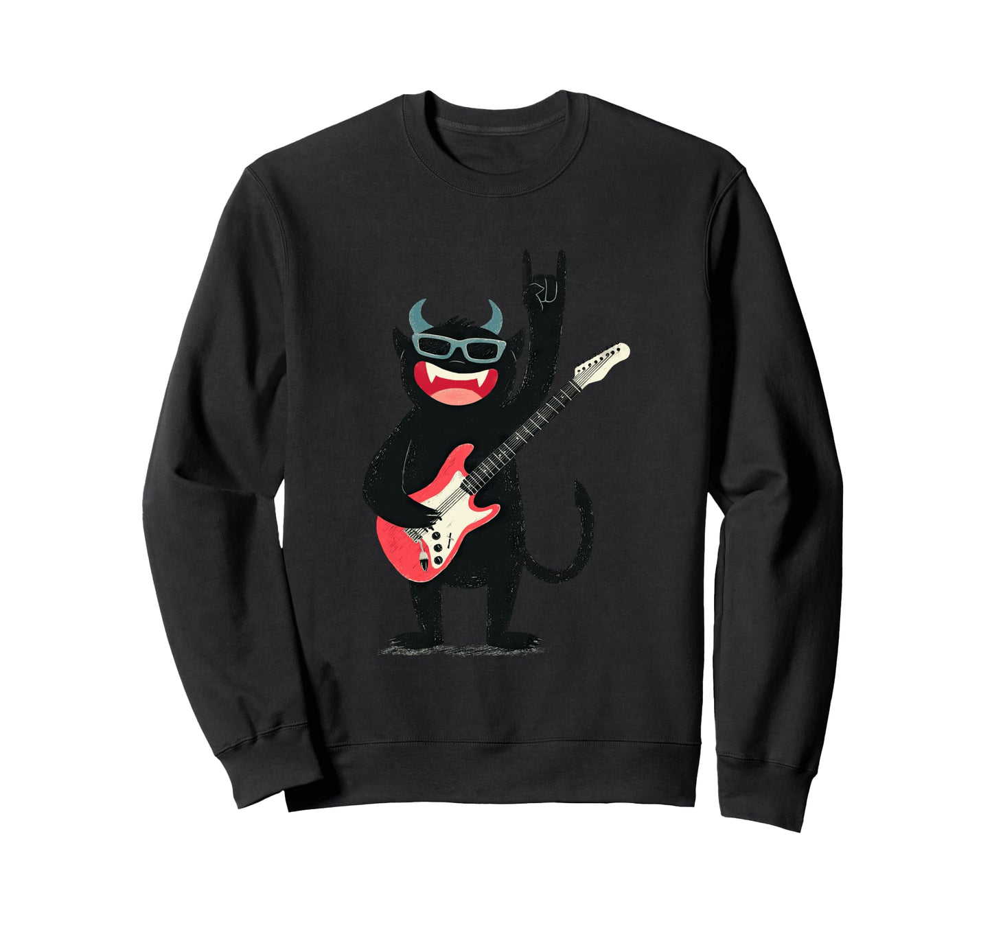 Rock Monster Guitar Player Sweatshirt - Casual Everyday Wear Men Women - T-Shirt, Sweatshirt, Hoodie