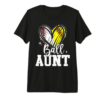 Ball Aunt Softball Baseball Aunt Both T-Shirt - Minimalist Print Men Women - T-Shirt, Sweatshirt, Hoodie