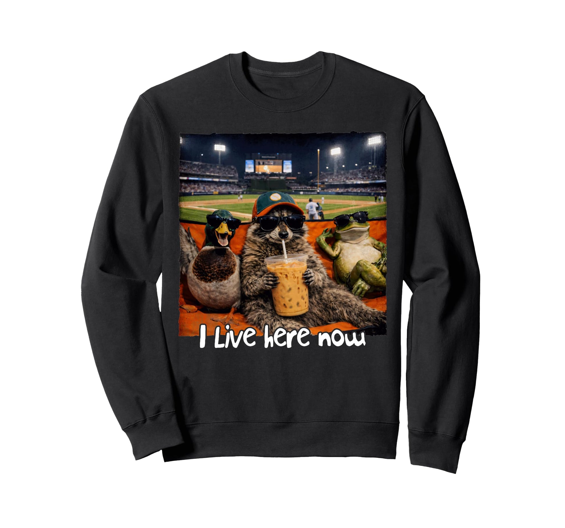 Baseball Lover Racoon Iced Coffee Sweatshirt - Novelty Apparel Men Women - T-Shirt, Sweatshirt, Hoodie