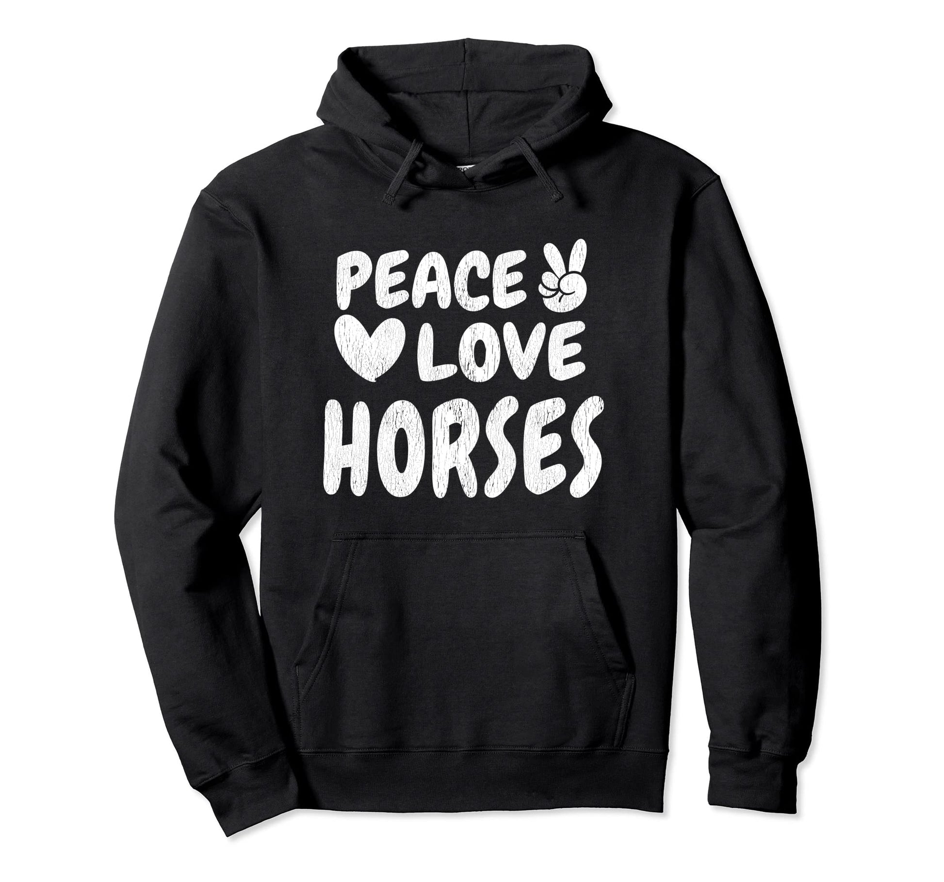 Peace Love Horses Groovy 60S 70S Hippie Hoodie - Trendy Graphic Unisex - T-Shirt, Sweatshirt, Hoodie