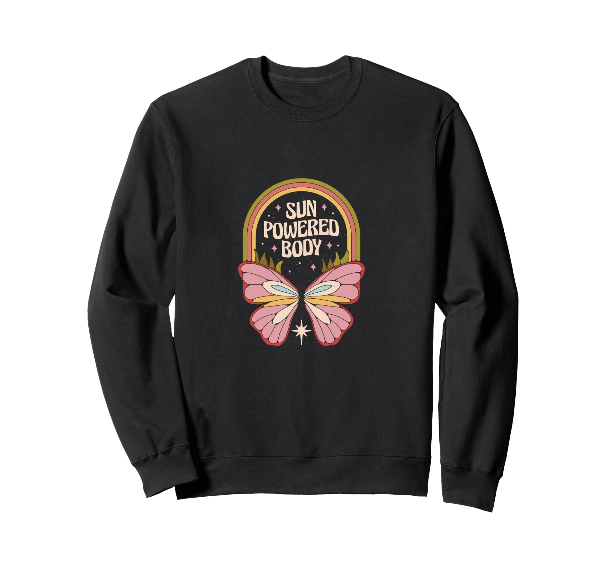 Sun Powered Body Butterfly 70S Sweatshirt - Novelty Apparel for Adults - T-Shirt, Sweatshirt, Hoodie