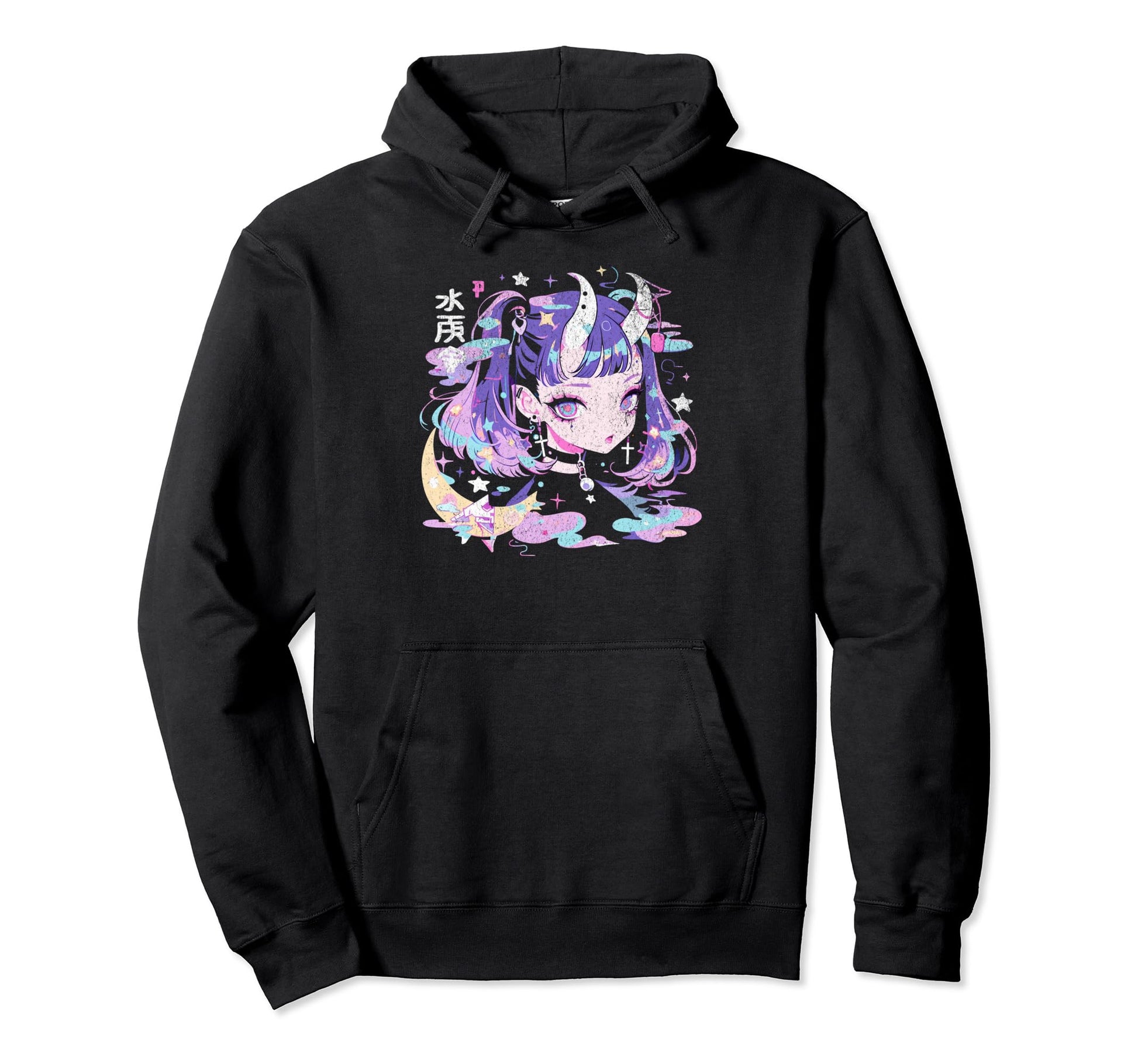 Goth Grunge Demon Anime Waifu Horror Hoodie - Custom Art Print for Adults - T-Shirt, Sweatshirt, Hoodie
