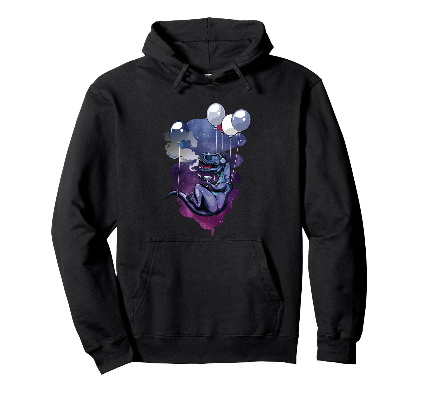 Chilling T Rex Ballons Aesthetic Hoodie - Fun Novelty Design Men Women - T-Shirt, Sweatshirt, Hoodie