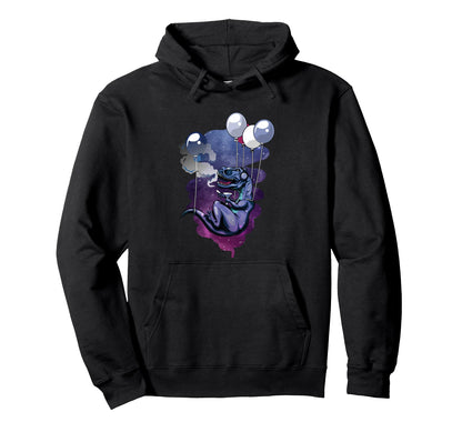 Chilling T Rex Ballons Aesthetic Hoodie - Fun Novelty Design Men Women - T-Shirt, Sweatshirt, Hoodie