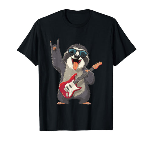 Funny Sloth Rock Music Guitar Player T-Shirt - Unique Graphic for Adults - T-Shirt, Sweatshirt, Hoodie