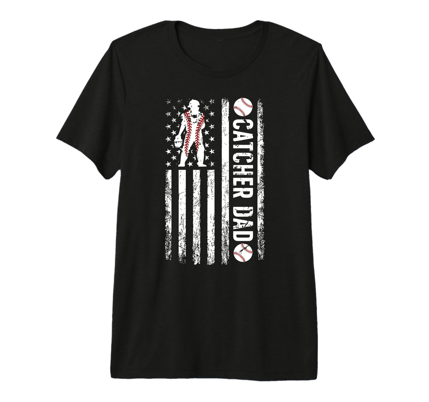 Mens Baseball Catcher Dad Us Flag T-Shirt - Novelty Apparel for Adults - T-Shirt, Sweatshirt, Hoodie