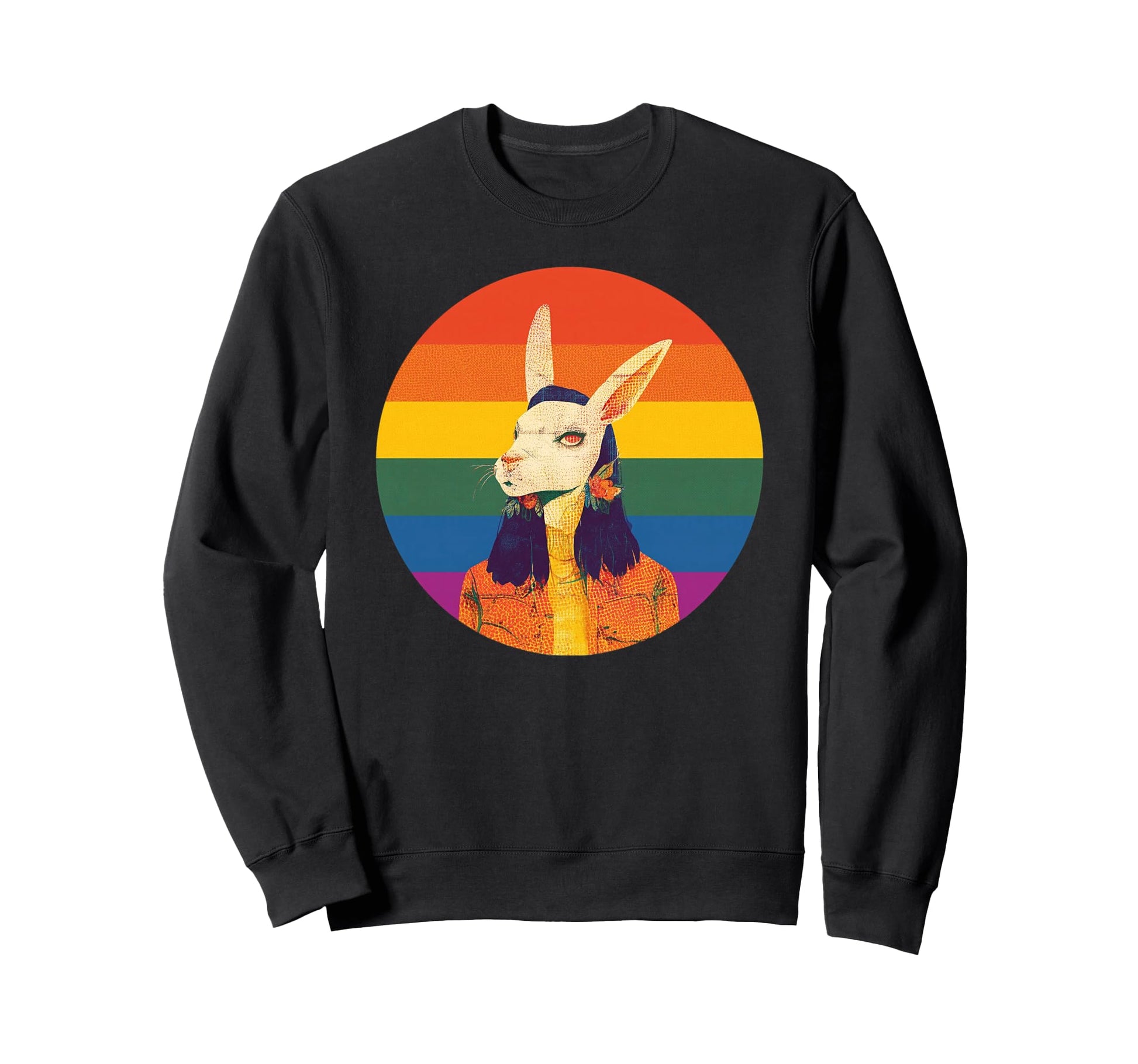 Lgbt Bunny Art Rainbow Rabbit Sweatshirt - Aesthetic Graphic for Adults - T-Shirt, Sweatshirt, Hoodie