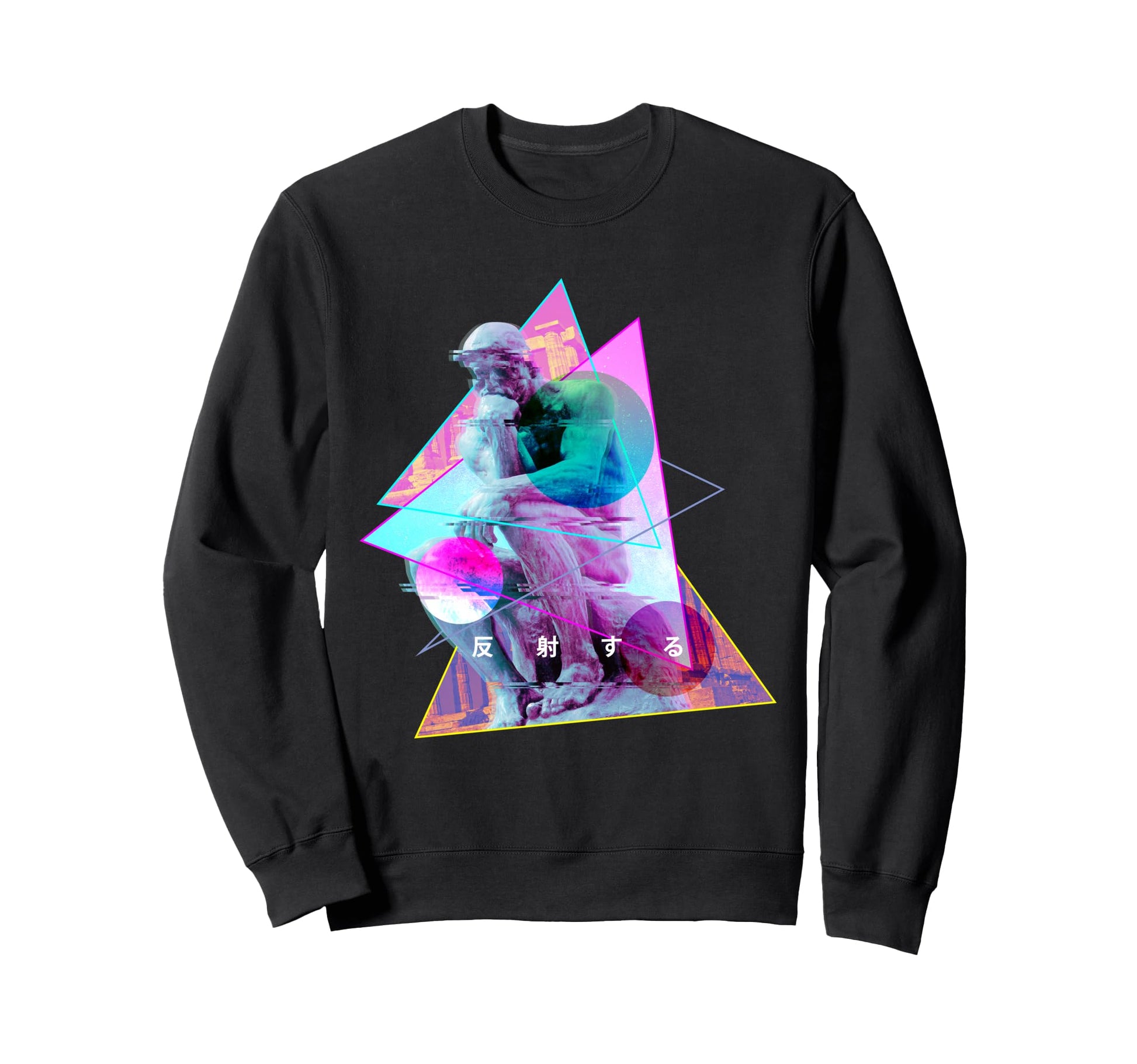 Rodin Thinker Statue Vaporwave Sweatshirt - Unique Graphic Unisex - T-Shirt, Sweatshirt, Hoodie
