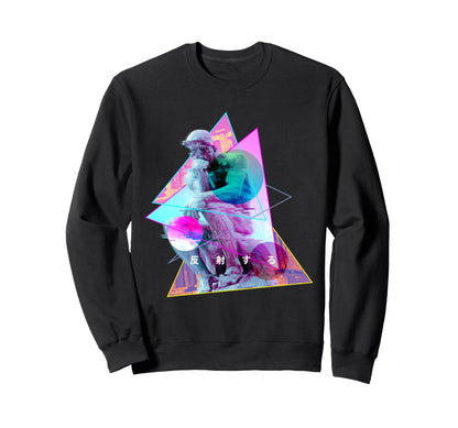 Rodin Thinker Statue Vaporwave Sweatshirt - Unique Graphic Unisex - T-Shirt, Sweatshirt, Hoodie