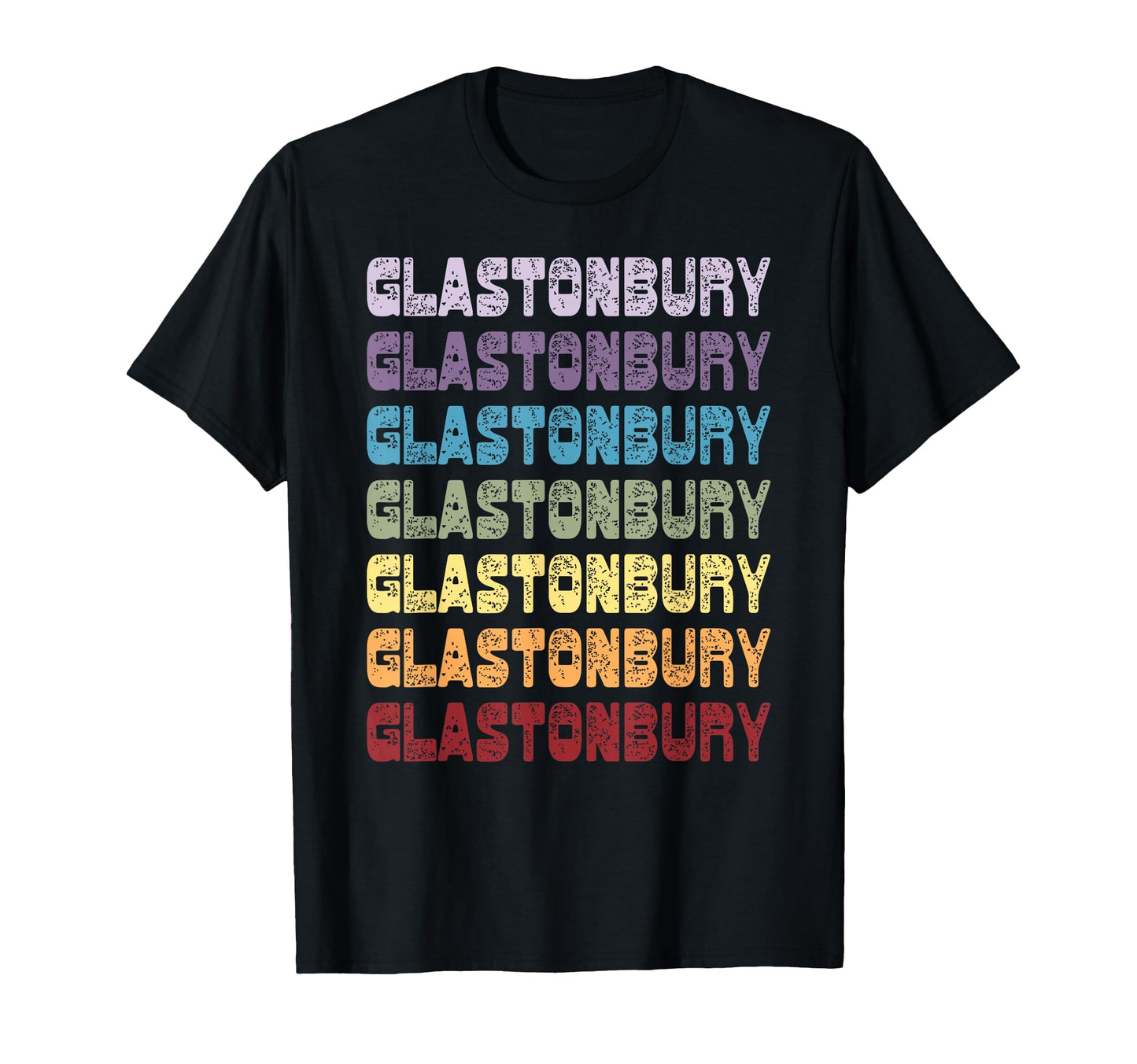 Glastonbury Somerset Rainbow Colours T-Shirt - Fun Novelty Design Unisex - T-Shirt, Sweatshirt, Hoodie
